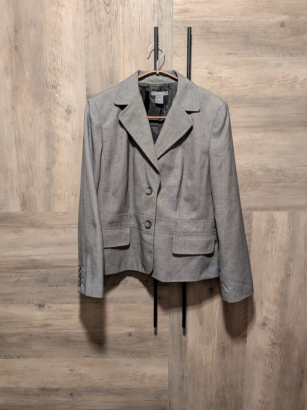 Ann Taylor Gray Classic Tailored Notch Lapel Blazer Suit Jacket - Size 14